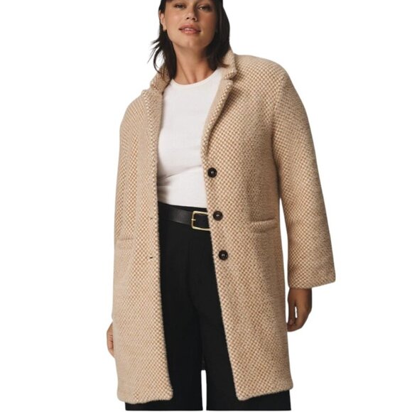 Anthropologie x Sanctuary Hometown Fuzzy Knit Coat, Light Sand, Button Up,Size S - Picture 2 of 8